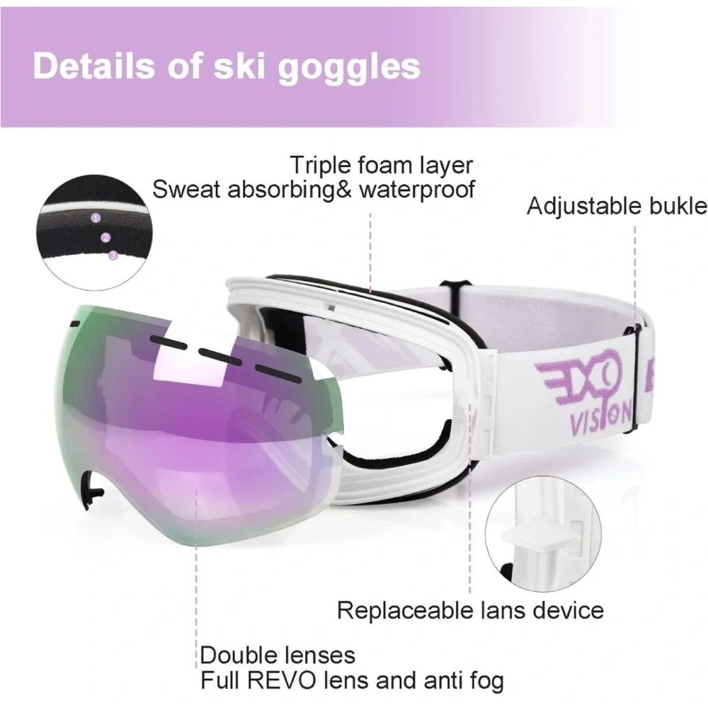 Anti-fog Snowboard Ski Goggles Women